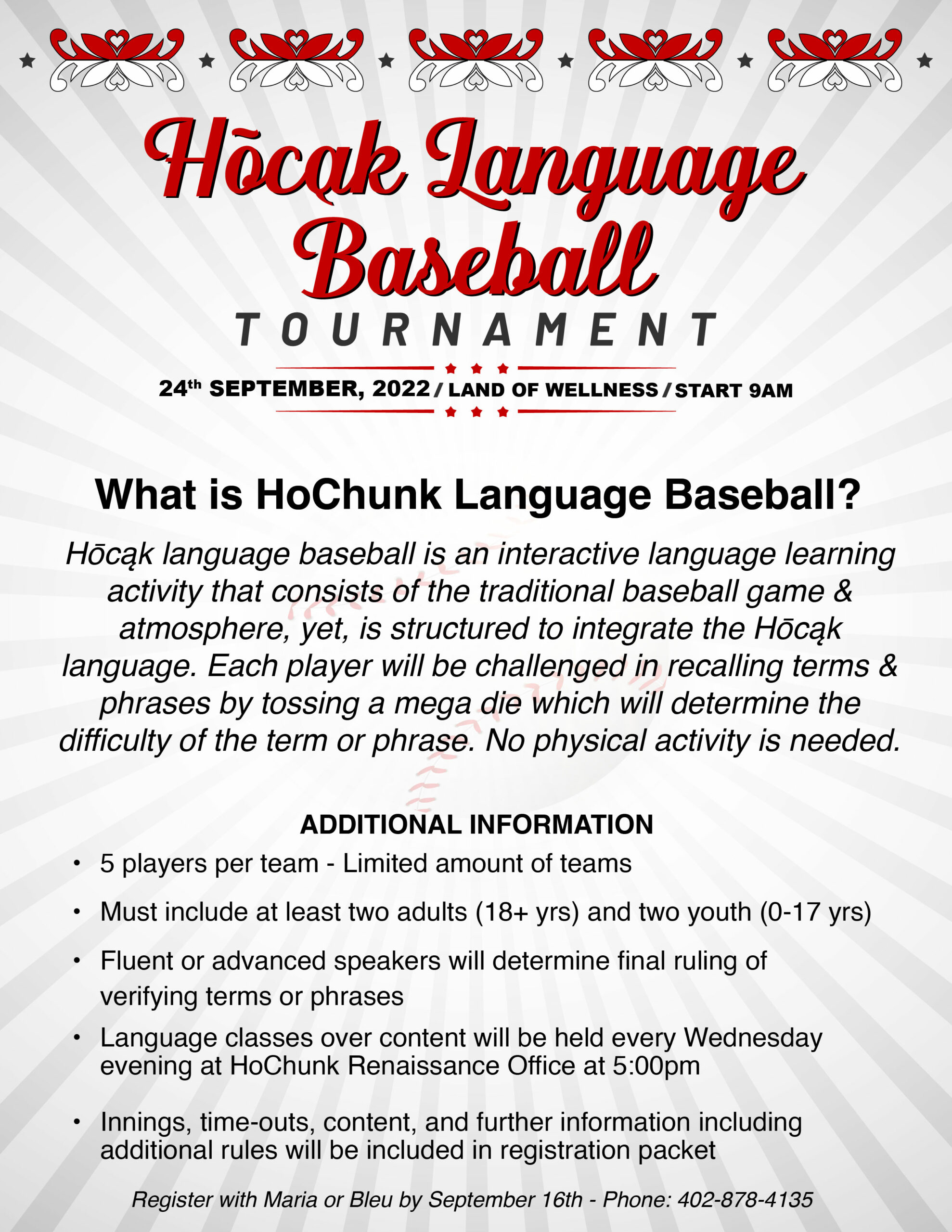 Hōcąk Language Baseball Tournament - HoChunk Renaissance